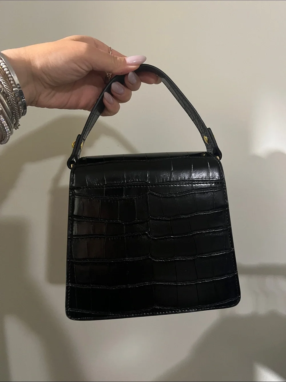 JW PEI Women's FAE Top Handle Crossbody Croc-Embossed Top Handle Bag